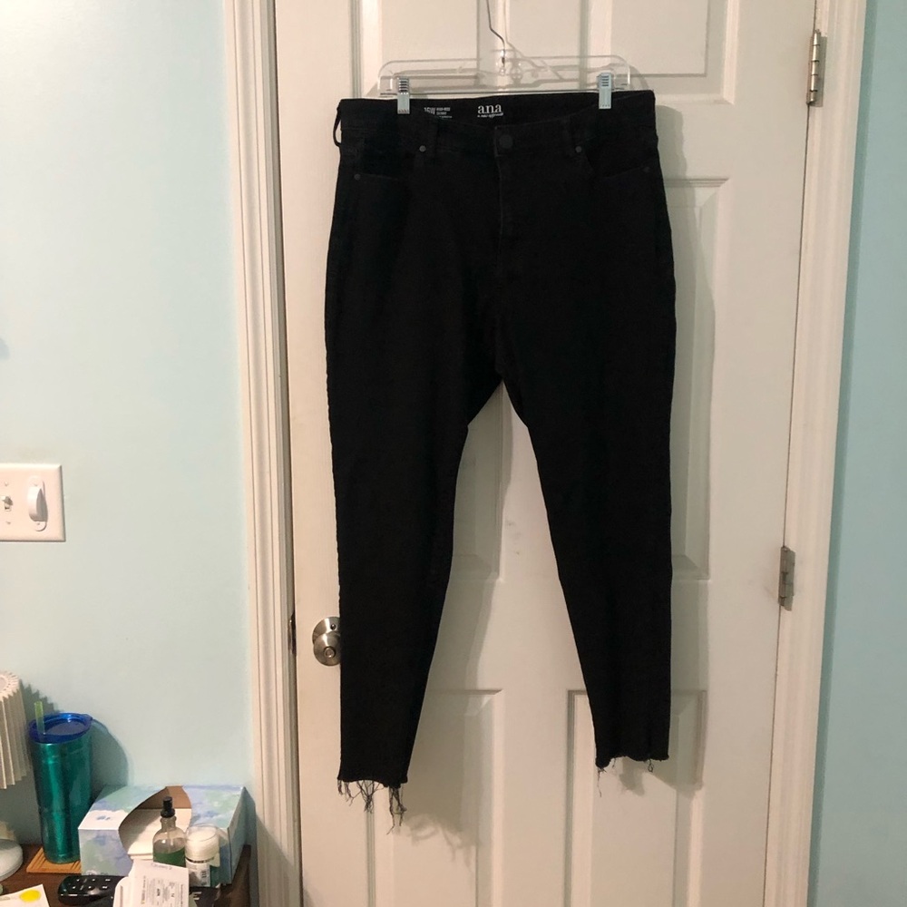 a.n.a Black Skinny Women's Jeans with Distressed Bottom